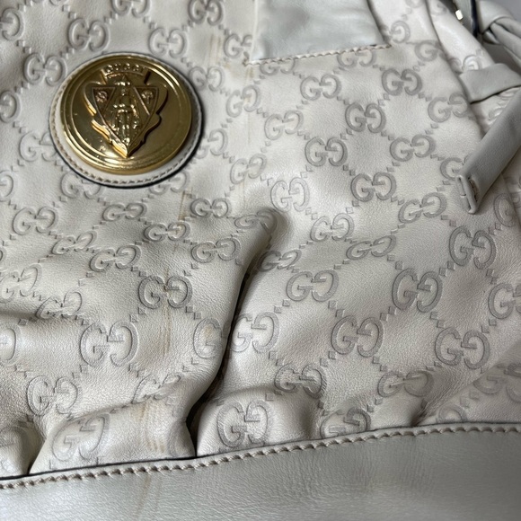 Auth GUCCI GG Crystal Hysteria Crest Hand Bag Coated Canvas Leather Cream - Picture 10 of 11